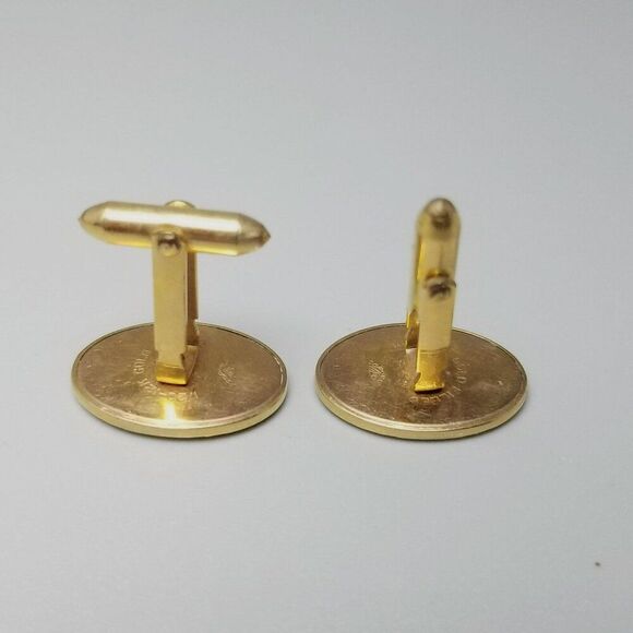 Vintage H Monogram Yellow Gold Filled Oval Cufflinks, Correct Dolan & Bullock - Picture 3 of 8